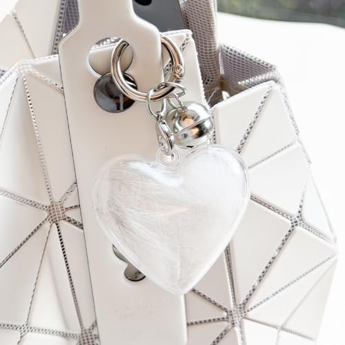 Fur Keepsake 2″ Heart Pendant – Ashes Hair Memory Acrylic Ball with Bell – Heart