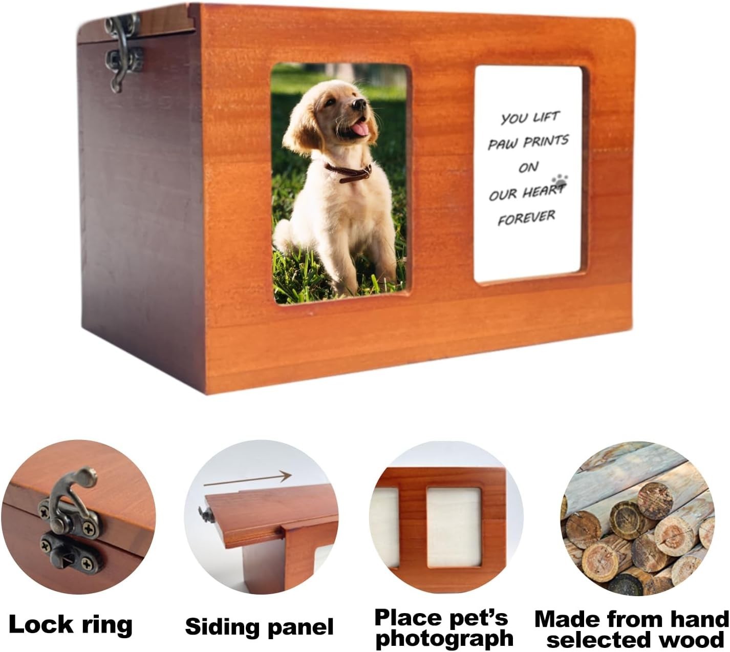 Handcrafted Wooden Pet Urns for Dogs and Cats – Secure Sliding Lid & Photo Space
