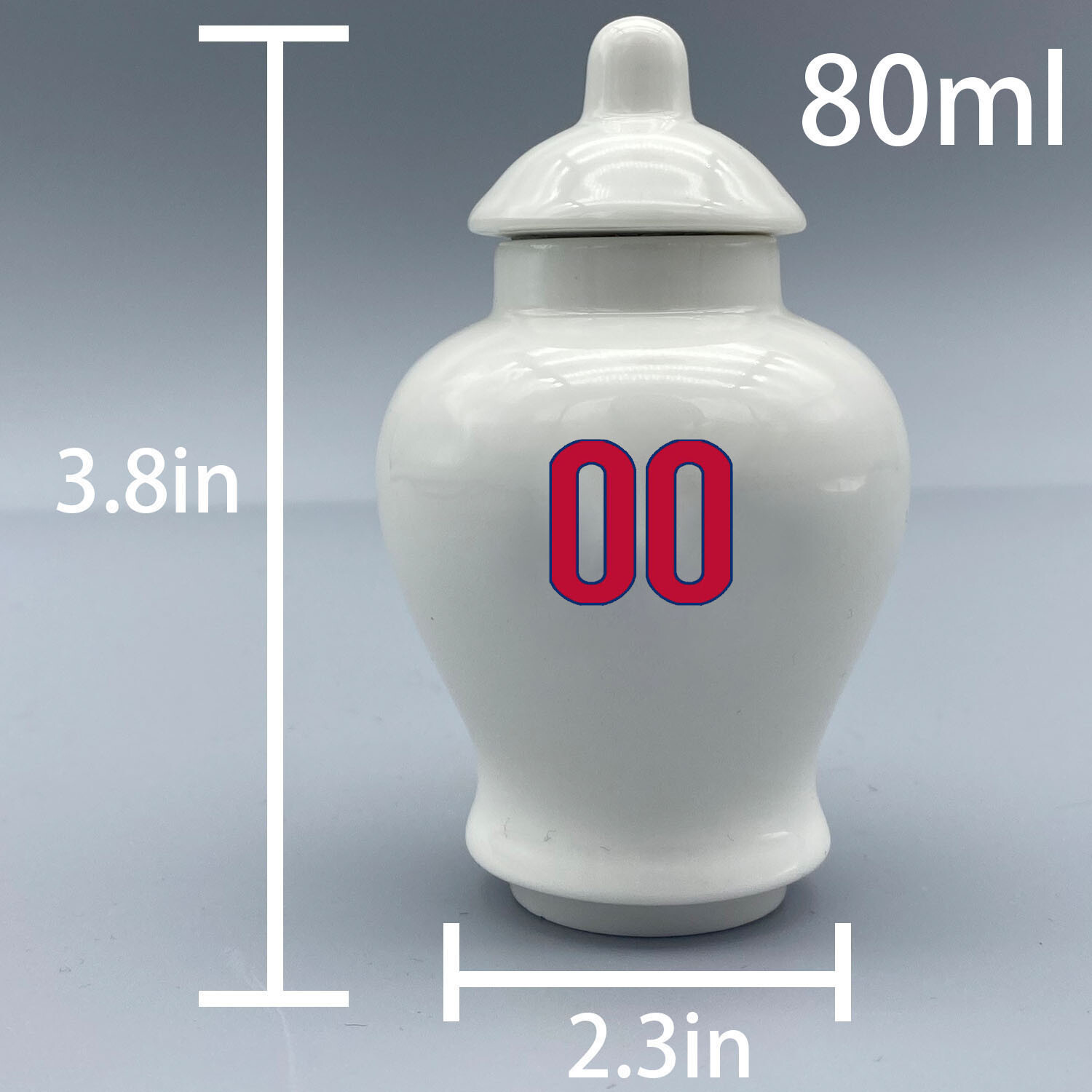 Ceramic Mini Urn in Philadelphia Phillies Baseball Style, Custom Text & Number