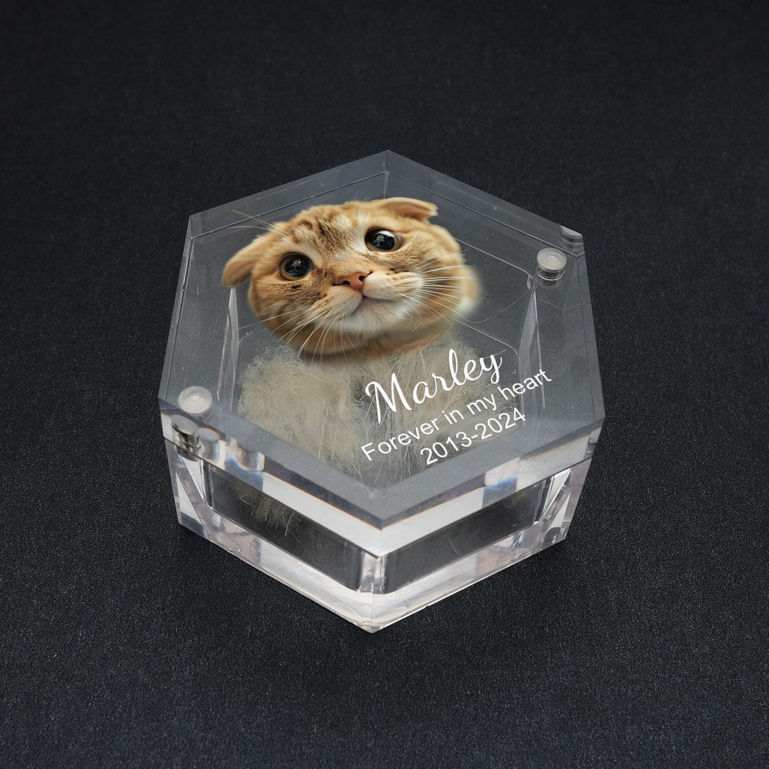 Personalized Pet Hair Box Dog and Cat Fur Custom Keepsake Box Photo Memorial Box