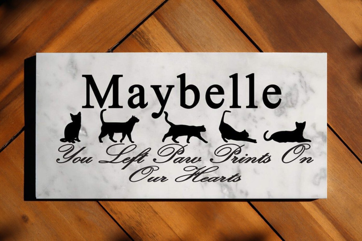 Cat Memorial Stone Plaque Personalized You Left Paw Prints On My Heart