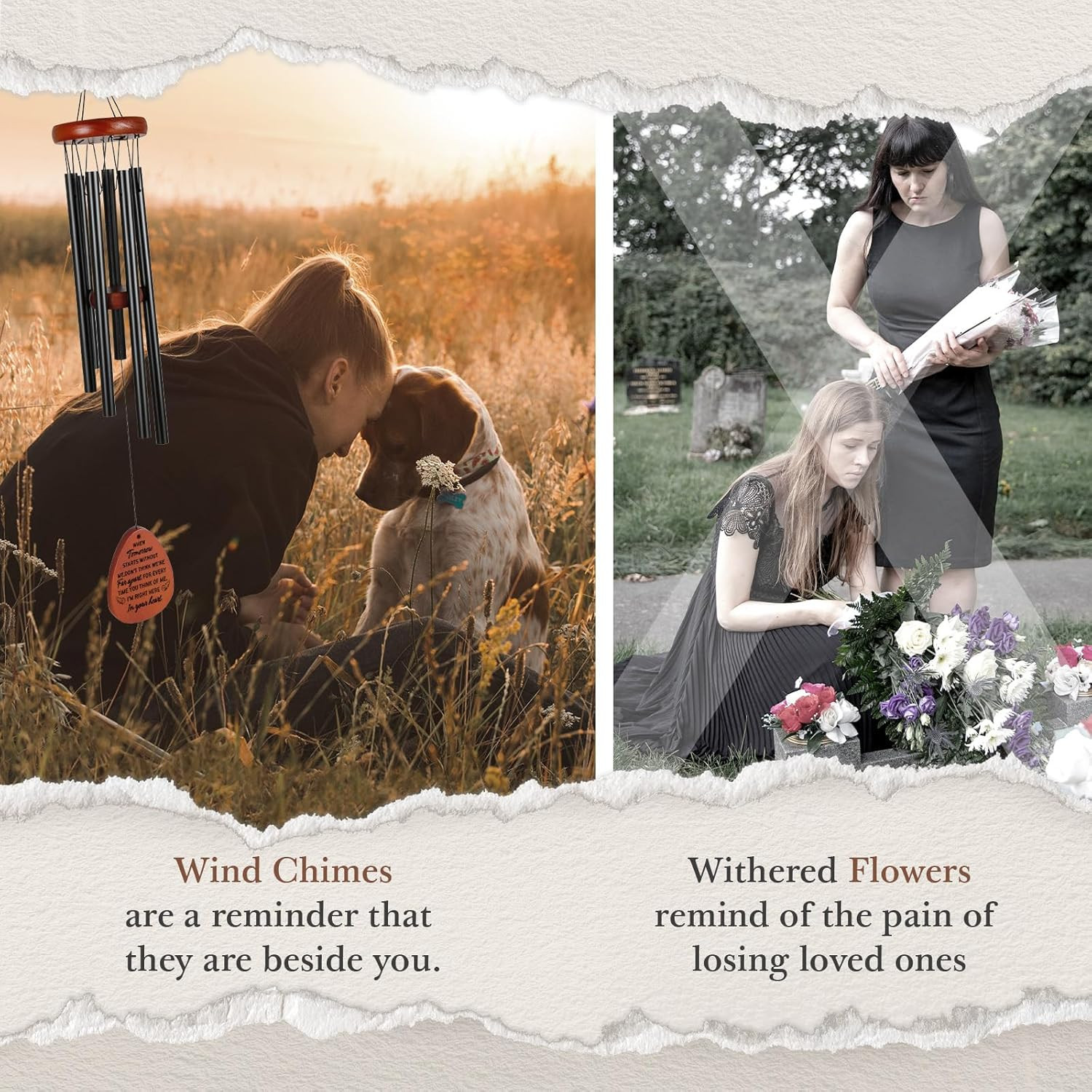 Pet Memorial Gifts for Dogs, Dog Memorial Wind Chimes, Loss of Dog Sympathy Gift