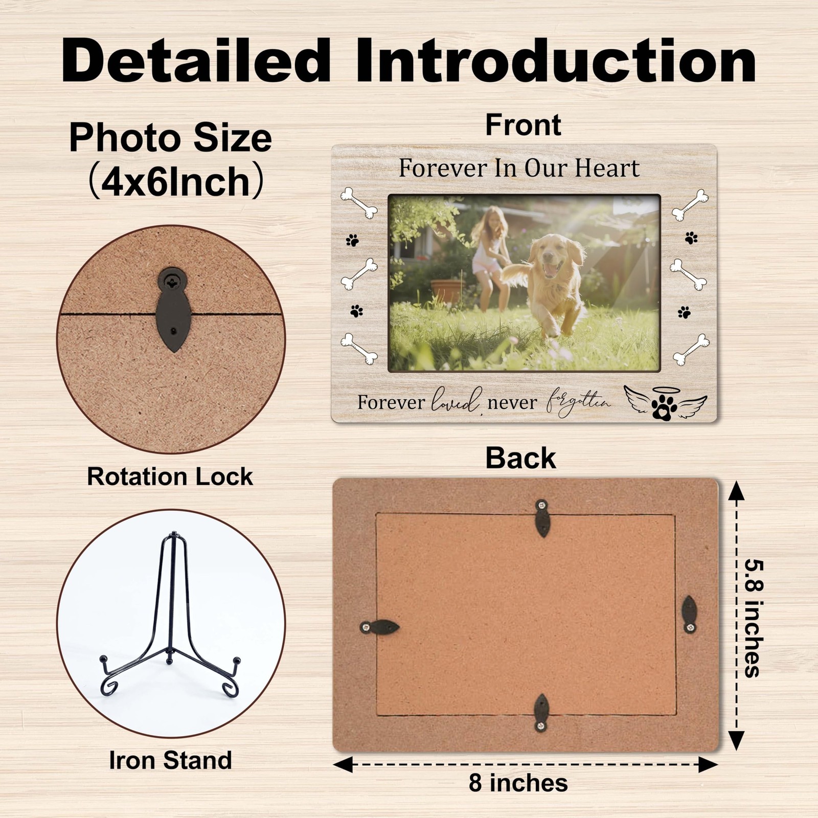 Dog Memorial 4×6 Picture Frame – Pet Loss Gifts, Dog Frames for Wall & Tablet…