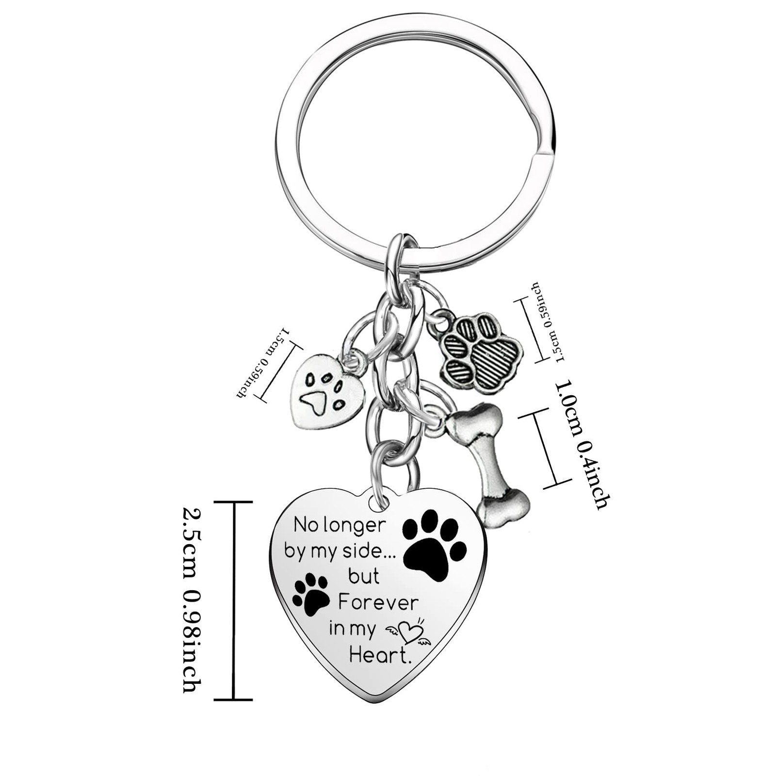 Dog Memorial Gifts Pet Memorial Keychain Forever in My Heart Paw Print Charm