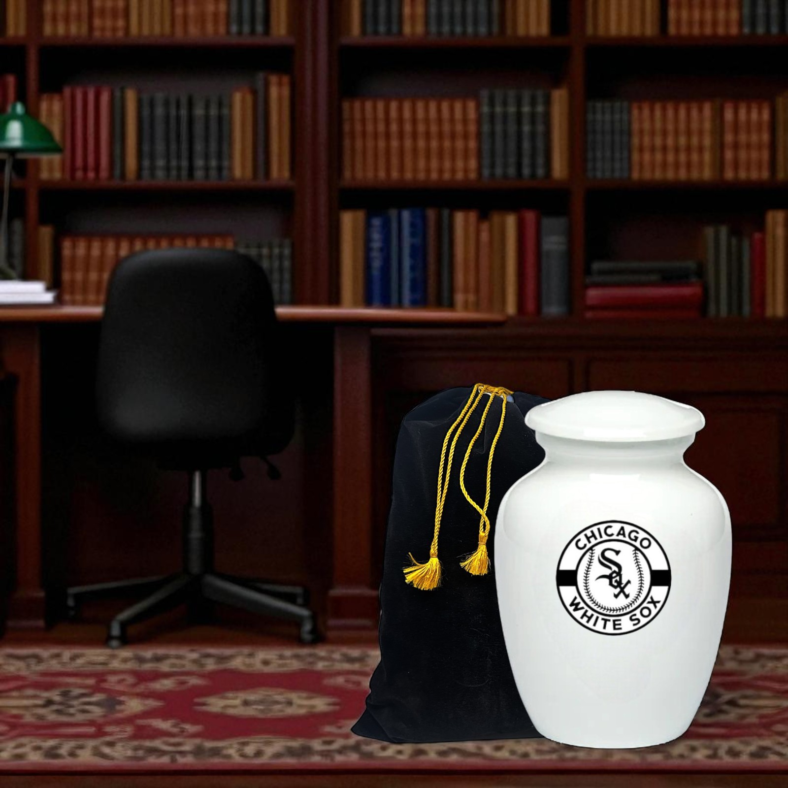 Chicago White Sox Baseball Style Cremation Urn Adult Ashes White Metal 8 In Urns