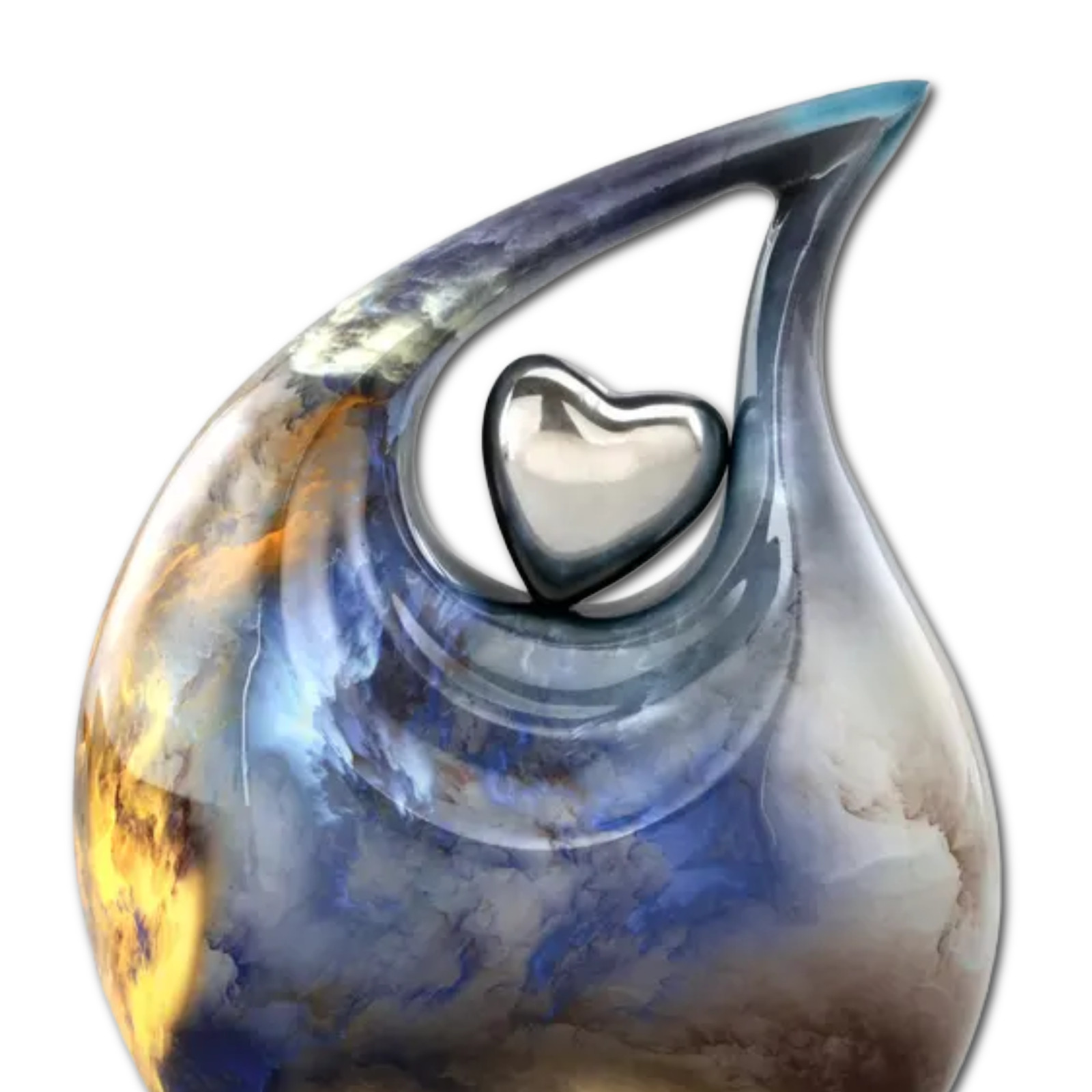 Teardrop Cremation Urn Silver Heart Adult Human Ashes for Male & Female Earns…