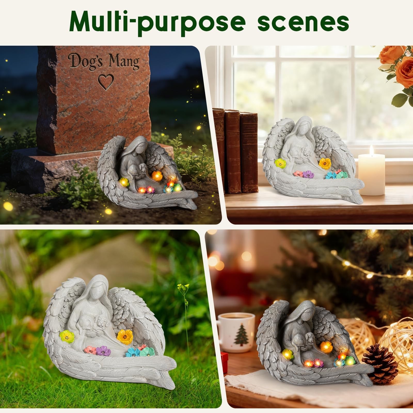 Solar Garden Decor – Memorial for Loss of Dog with Angel Statue, Solar Powere…