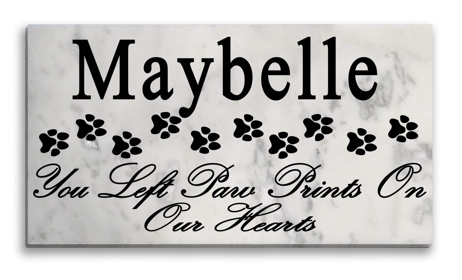 Cat Memorial Marble Stone Plaque Personalized Grave Marker You Left Paw Prints O