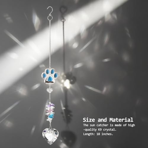 Dog Memorial Gifts for Loss of Dogs, Crystal Suncatcher & Bracelet Blue