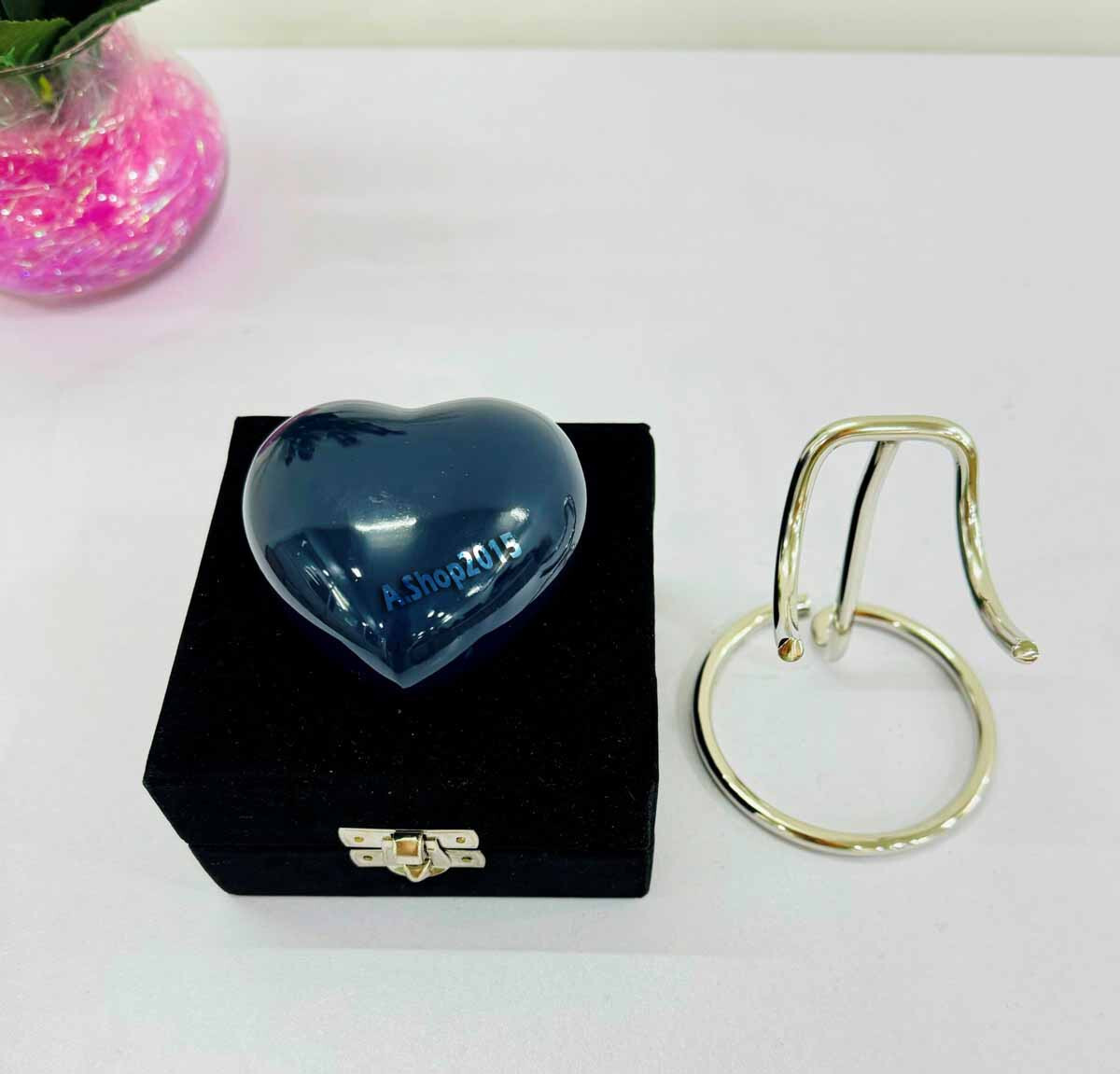 Heart Urn in Navy Blue Color / Small Urns for Human Ashes / Mini Urns for Human
