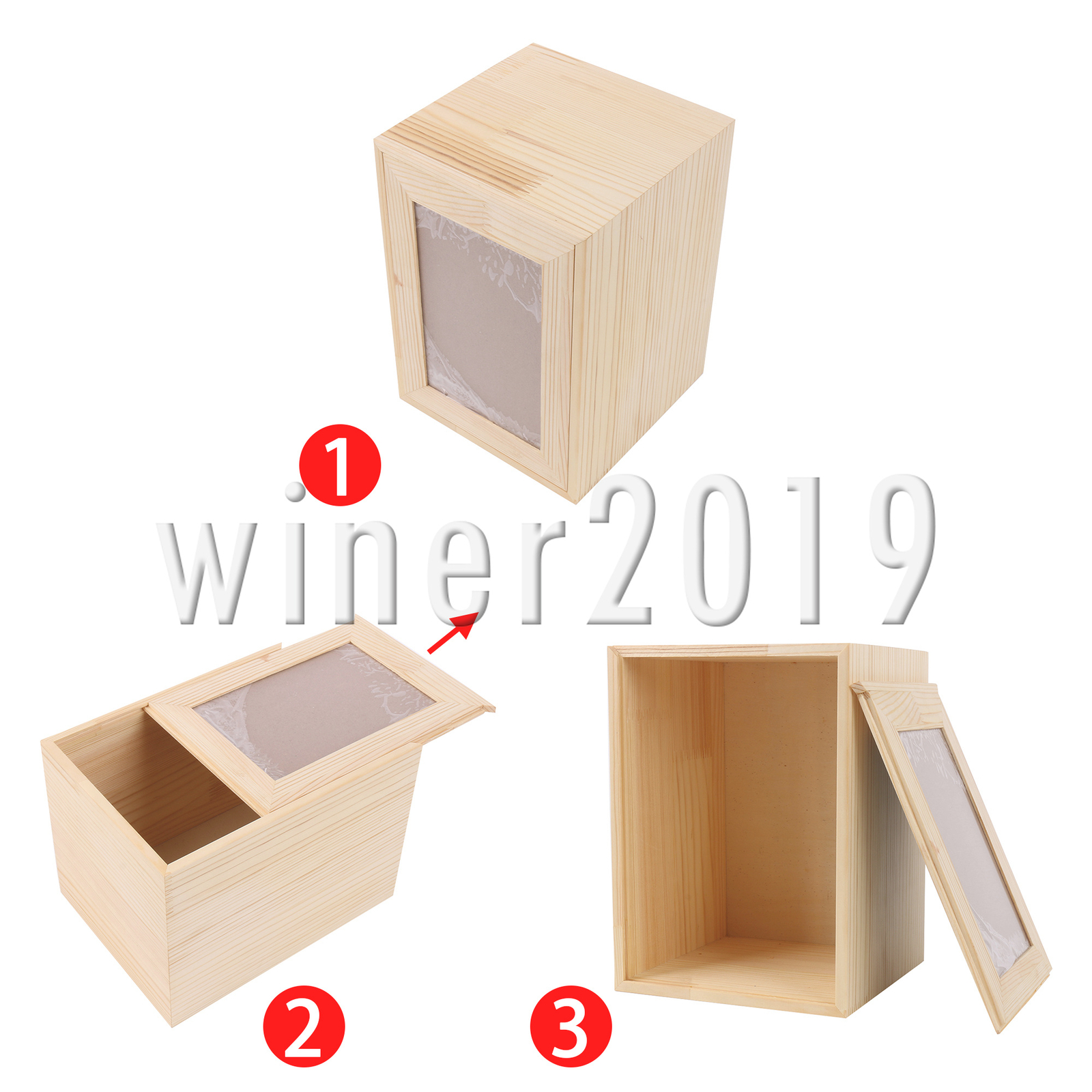 Natural Wood Pets Ashes Memorial Box Cremation with Photo Frame 6.3″x6.3″x8.66″