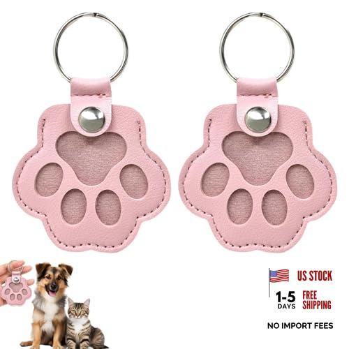 Pet Memorial Gifts for Cat Dog Cute Leather Paw Keychain Pet Hair Keepsake Pink