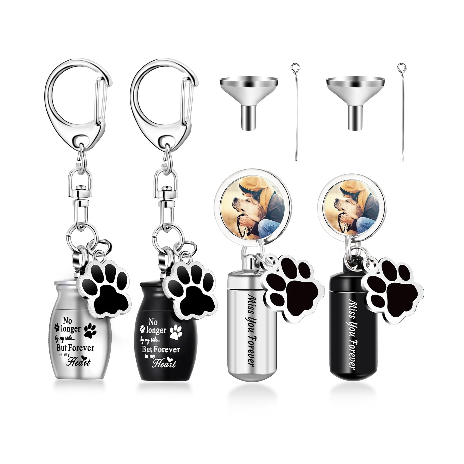 Kigeli 4 Pcs Pet Ashes Keepsake Keychain for Dog Pet Ashes Urn with 4 Pcs Fil…