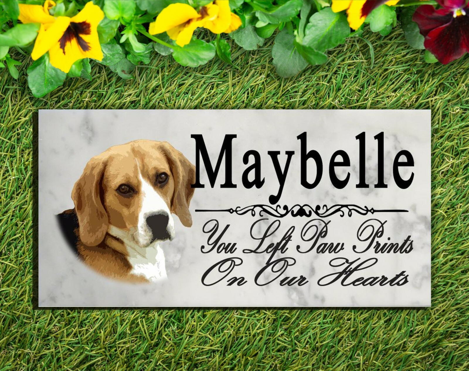 Customized Beagle Memorial Stone Dog Grave Marker Pet Garden Plaque