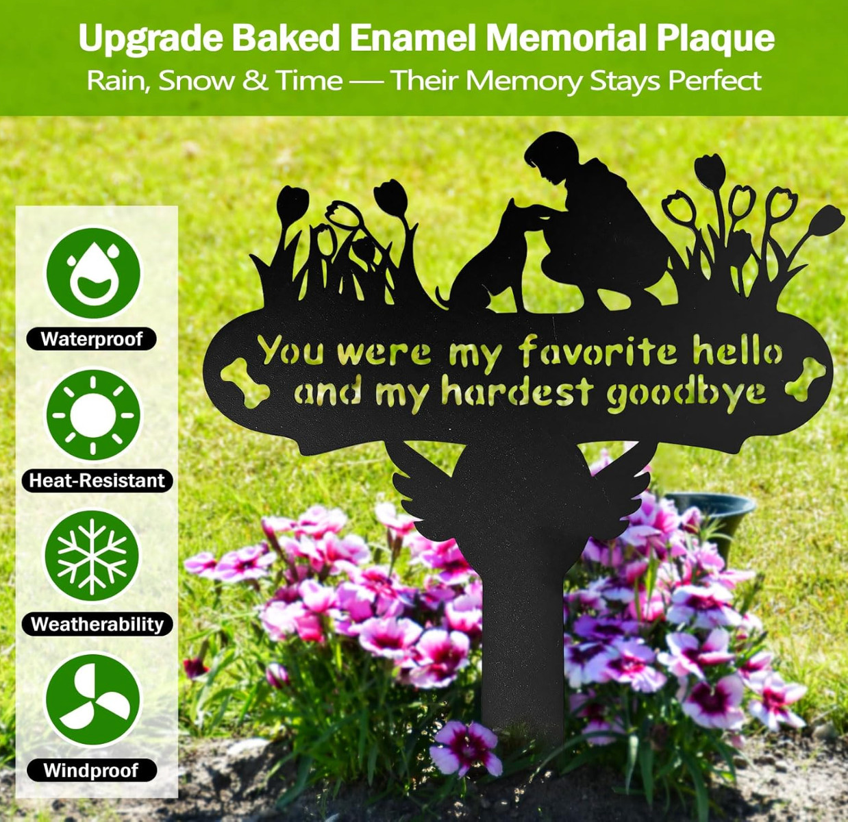 Dog Grave Marker, 12″X 14″ Metal Baked Enamel Memorial Dog