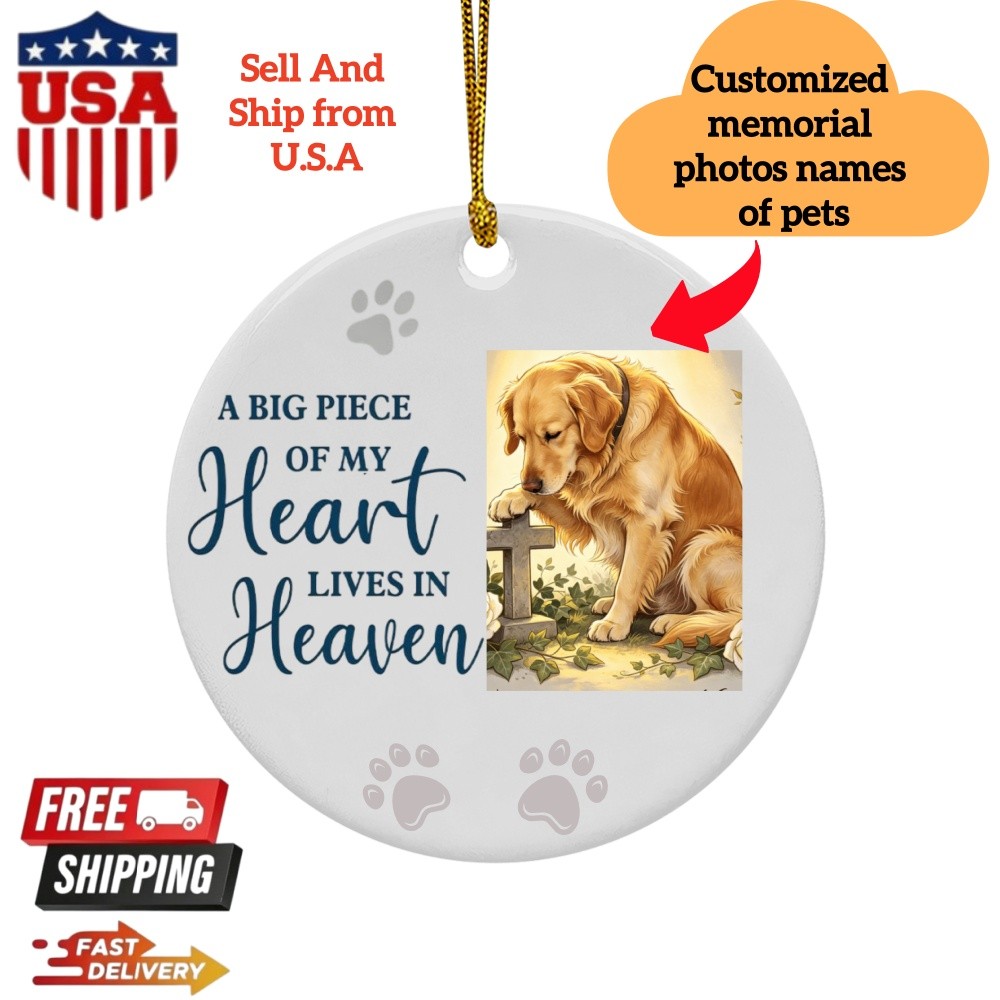 Round Double Sided Ceramic Pet Memorial Gift Personalized Pet Name & Picture