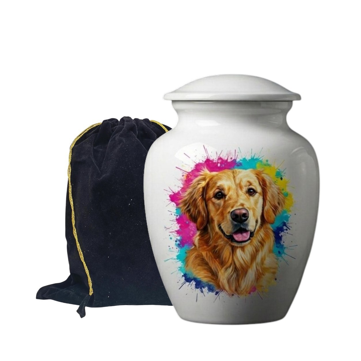 8 Inch Dog Cremation Urn for Pet Memorial Ashes Medium Metal Urns Loss Gift New.