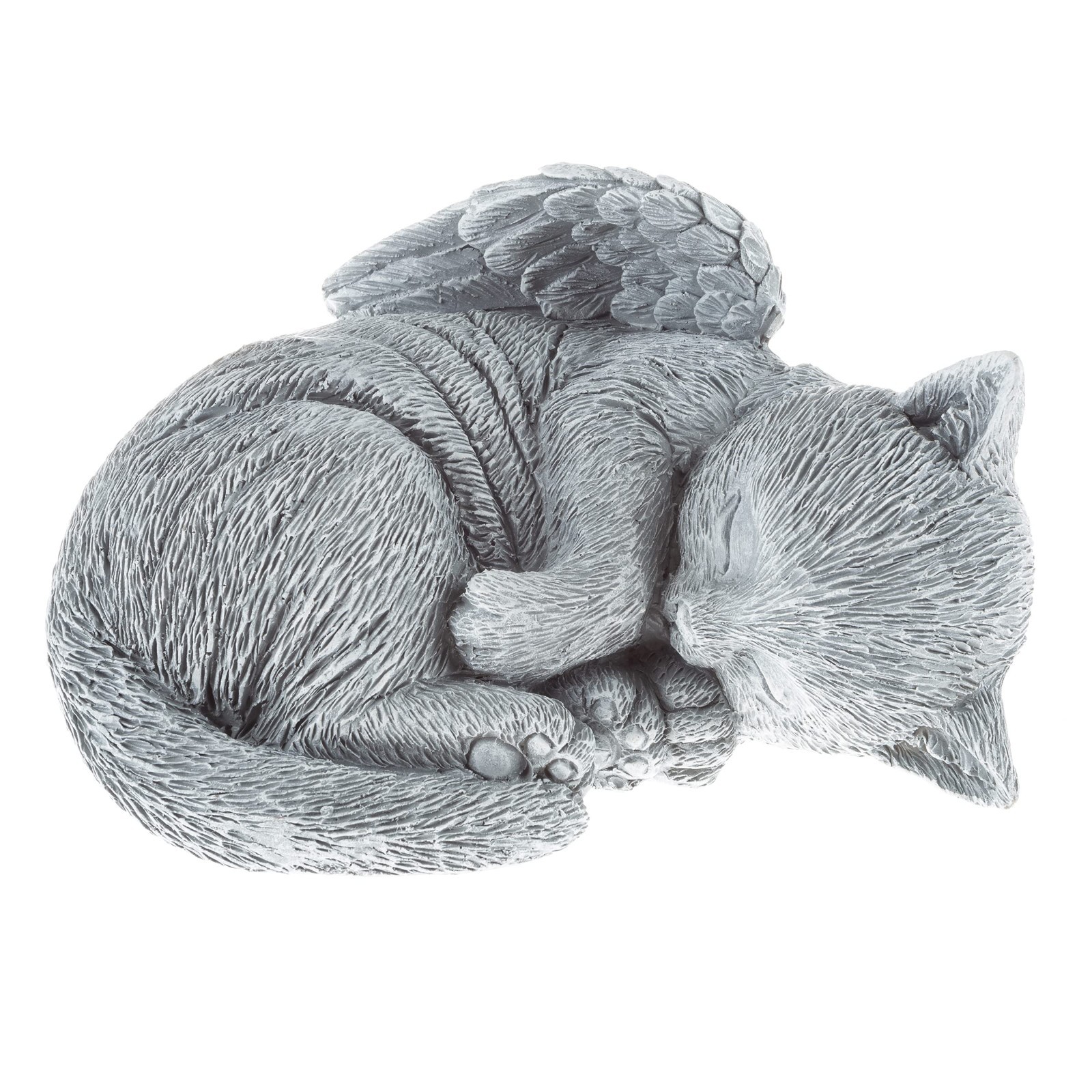 Peaceful Sleeping Kitten Angel Statue – Cat Memorial Stone for Garden, Grave Mar