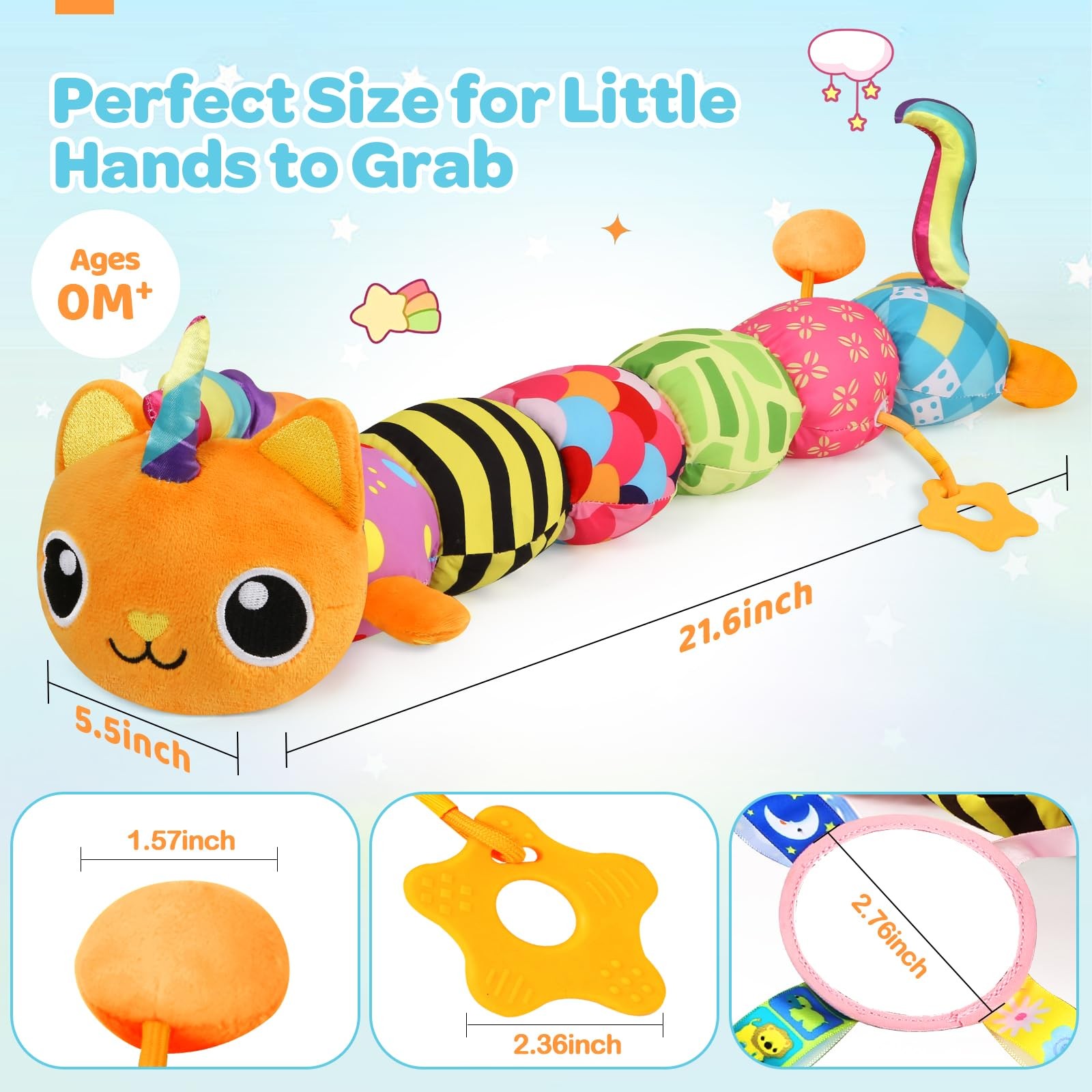Baby Sensory Musical Stuffed Animal Toy 0-12 Months Infant Unicorn Cat Plush