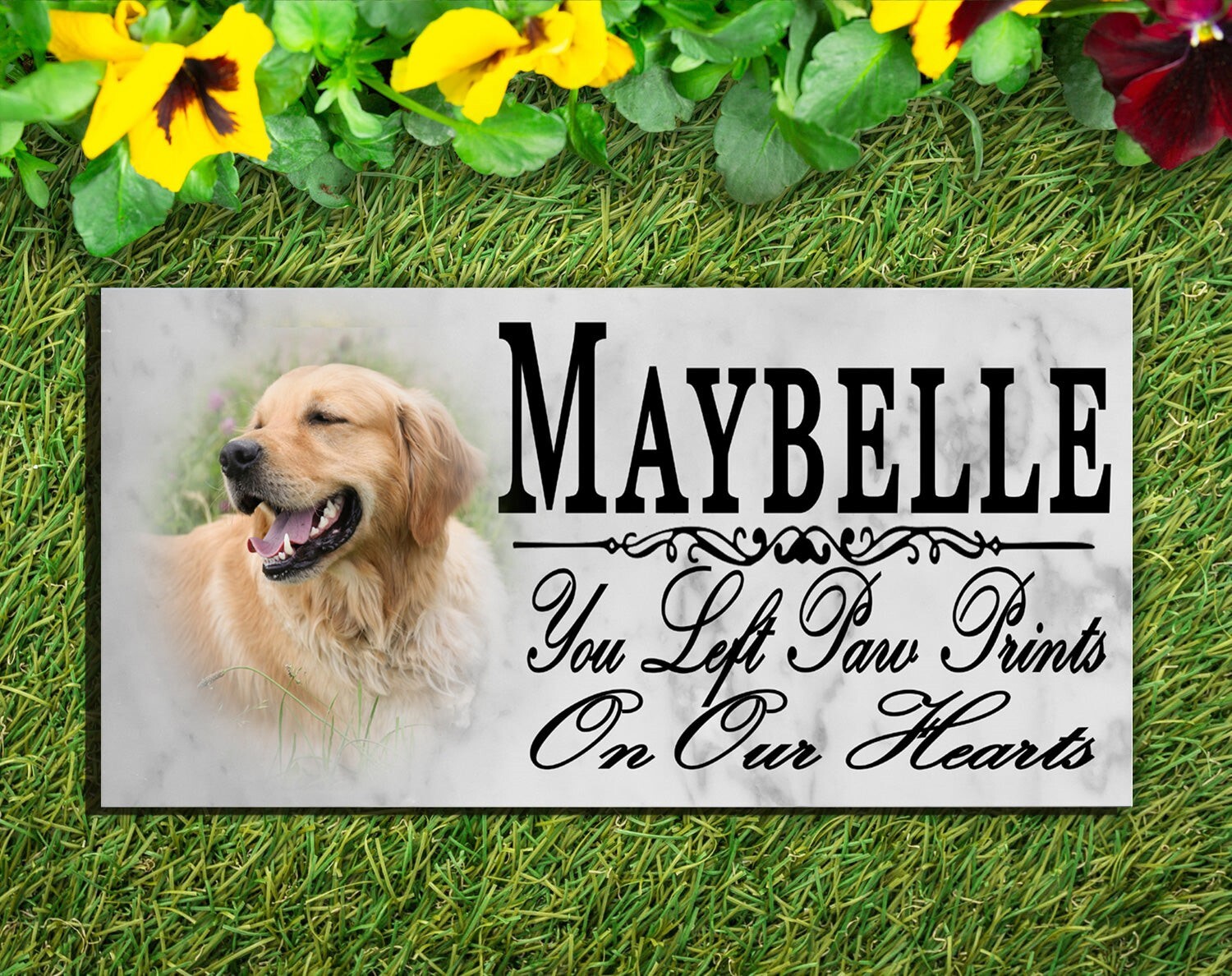 Pet Memorial Stone With Picture Personalized Photo Custom Name for Dog or Cat