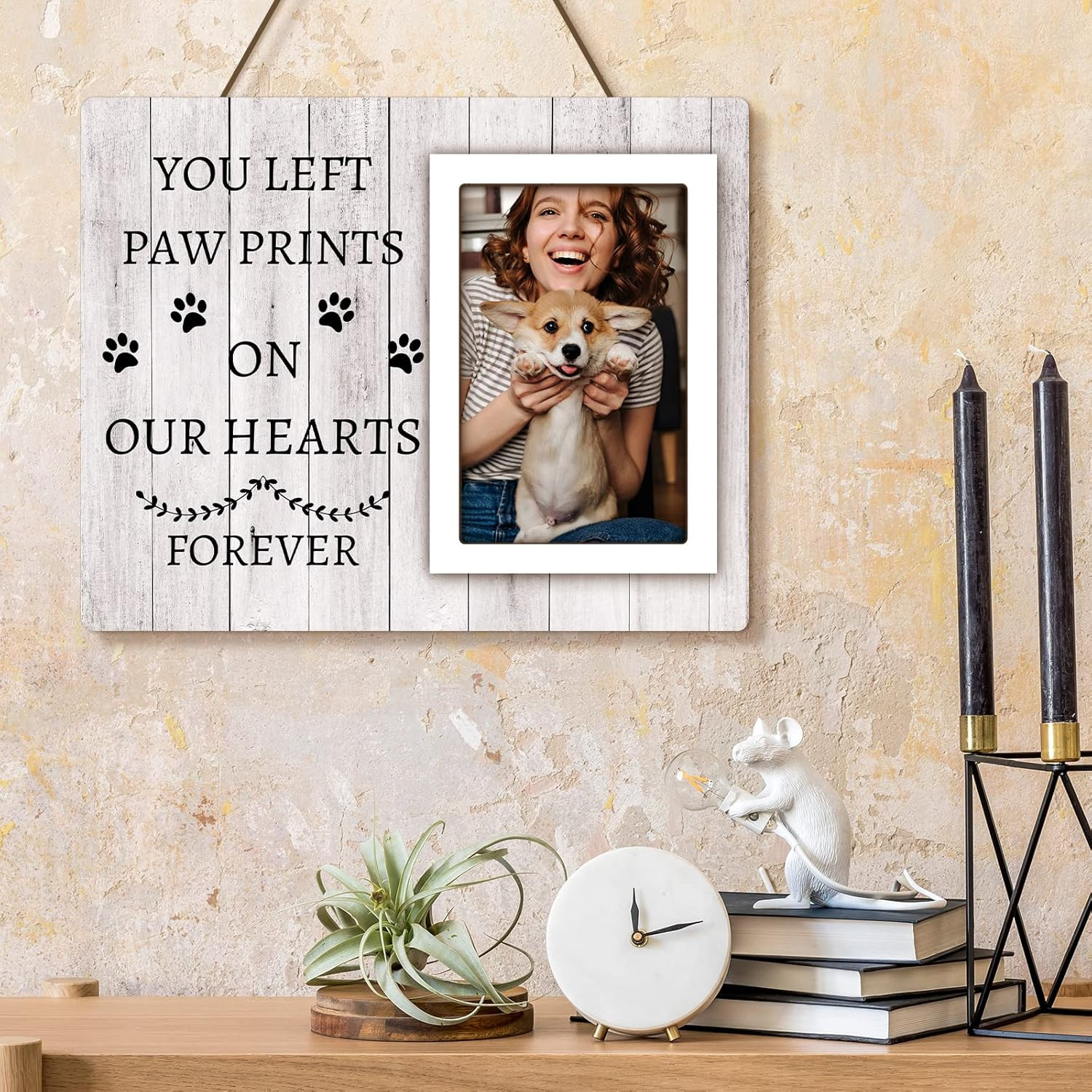 Dog Memorial Picture Frame 4×6 Pet Remembrance Sympathy Gift With Paw Prints