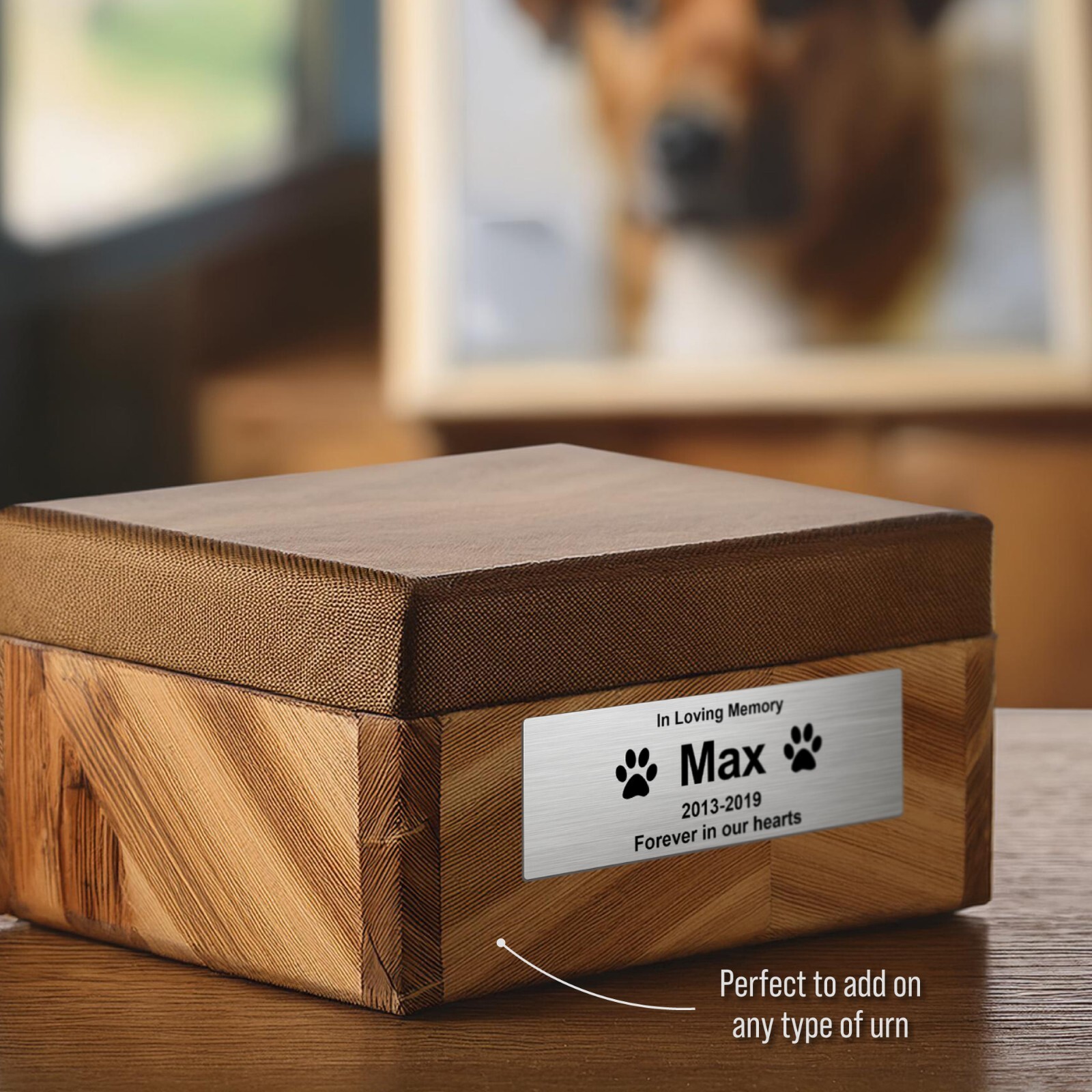 Custom Pet Memorial Urn Nameplate, Personalized Funerary Plaque for Dog Ashes