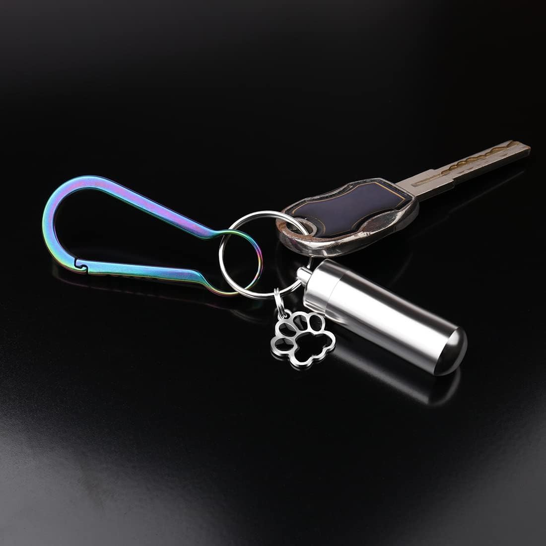 Waterproof Cremation Pet Urns Keychain for Dogs Ashes, Cylinder Cat Dog Urn for