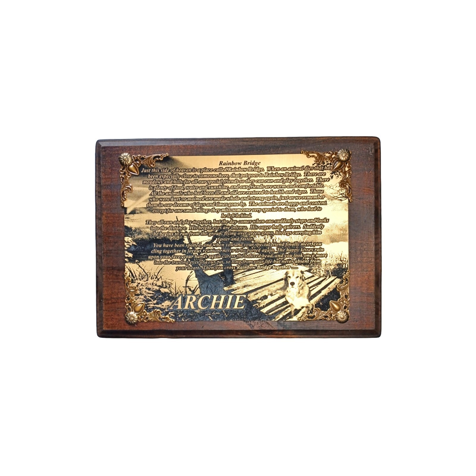 Rainbow Bridge Personalized Pet Memorial Engraved Plaque