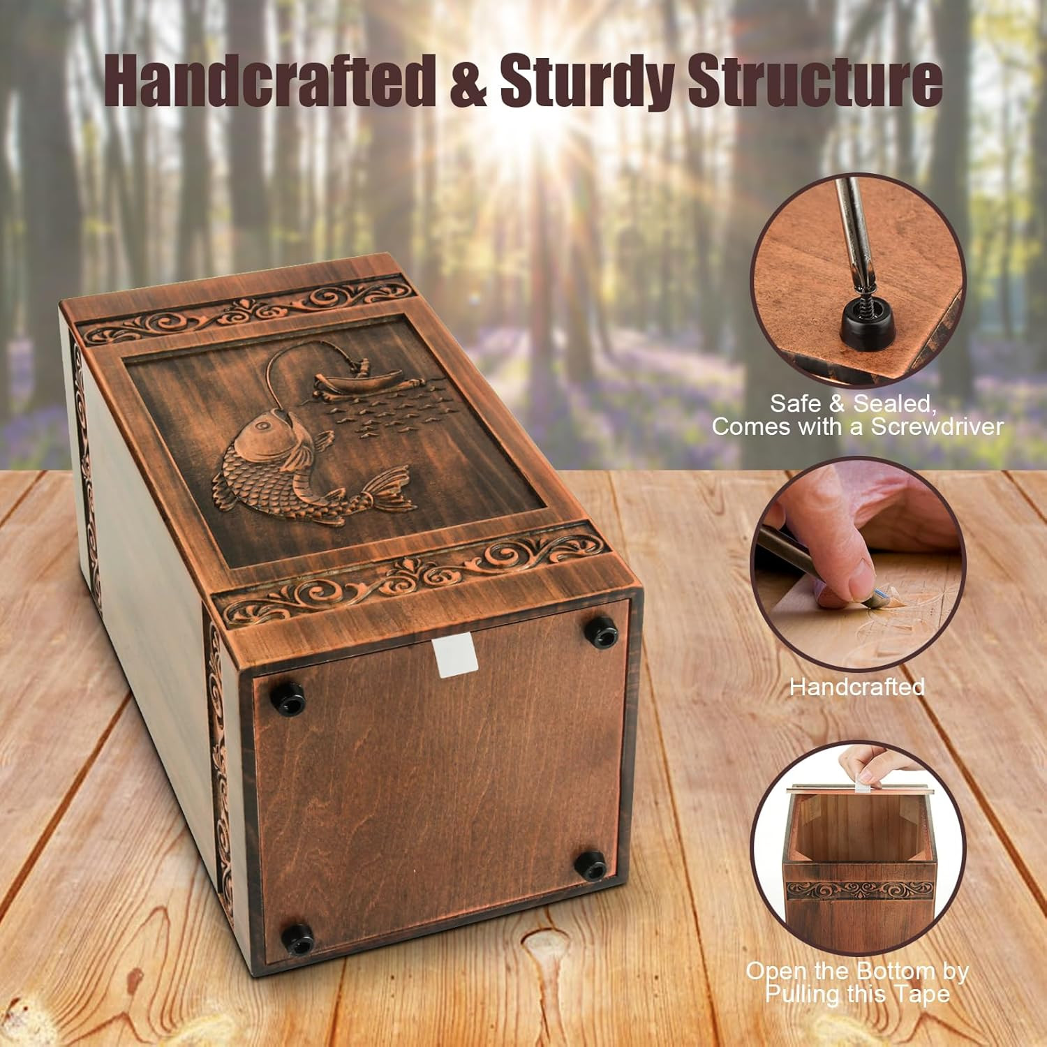 Wooden Urn for Ashes Adult Male Female, Cremation Urns for Human Ashes Adult Men