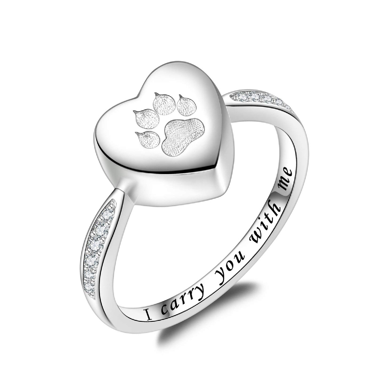 Fookduoduo 925 Sterling Silver Paw Print Urn For Ashes I Carry You Me Cremation