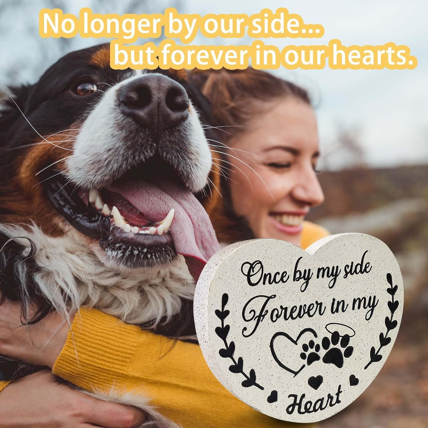 Pet Memorial Stones for Dogs, Garden Resin Dog Memorial Gifts for Loss of Dog, H