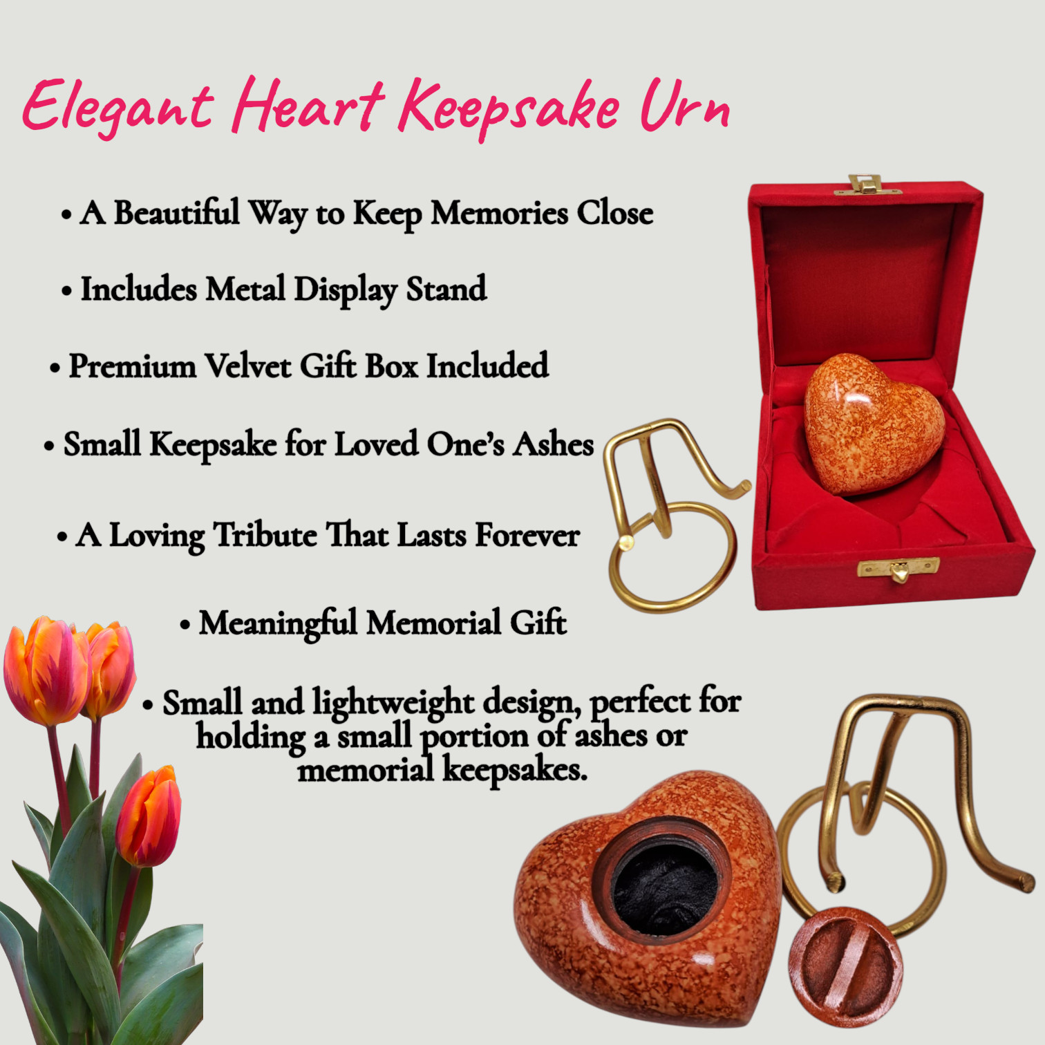 Custom Engraved Heart Keepsake Mini Memorial Cremation Urn for Ashes with Box
