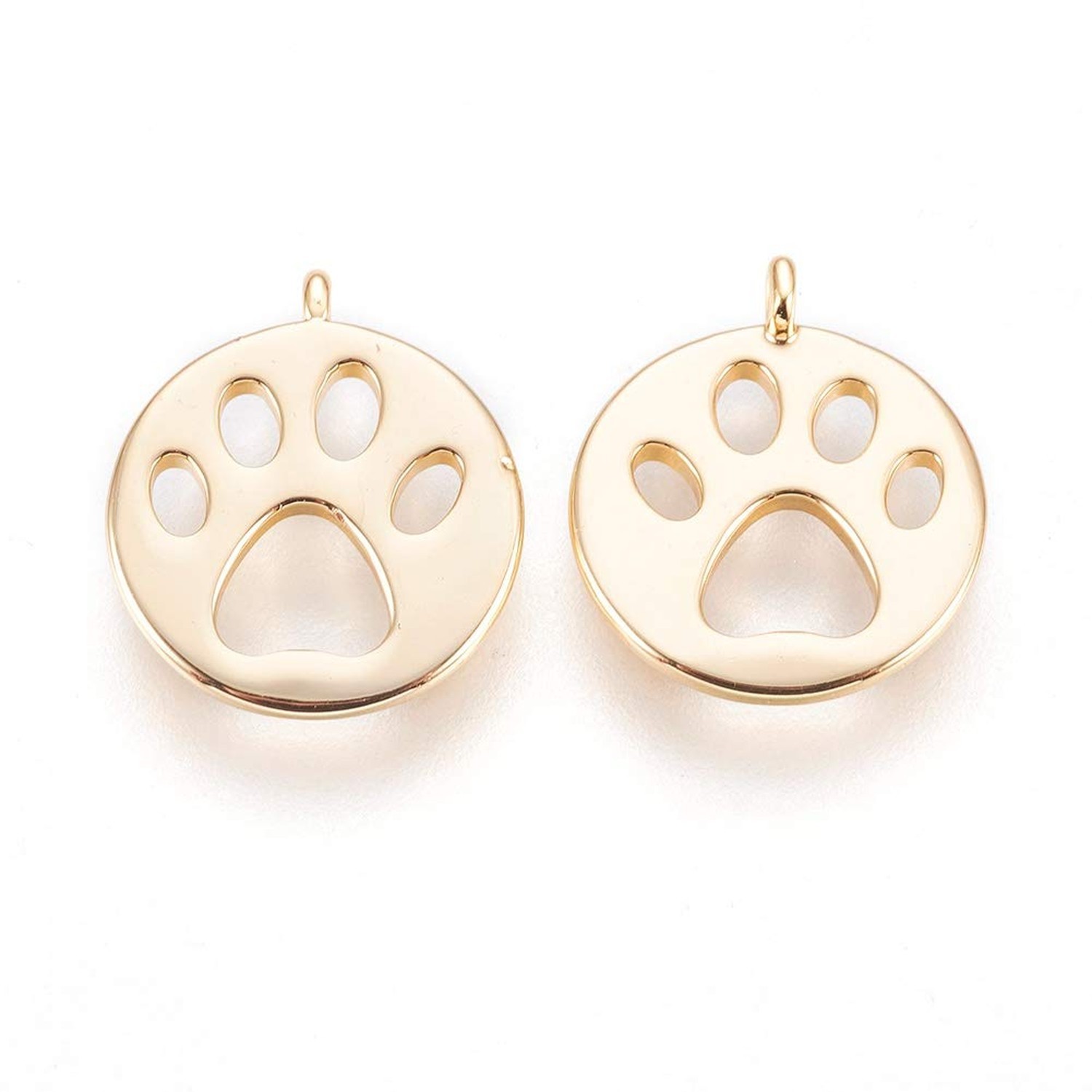 Airssory 10 Pcs Flat Round with Dog Paw Footprints Prints Tiny Pendant Brass …