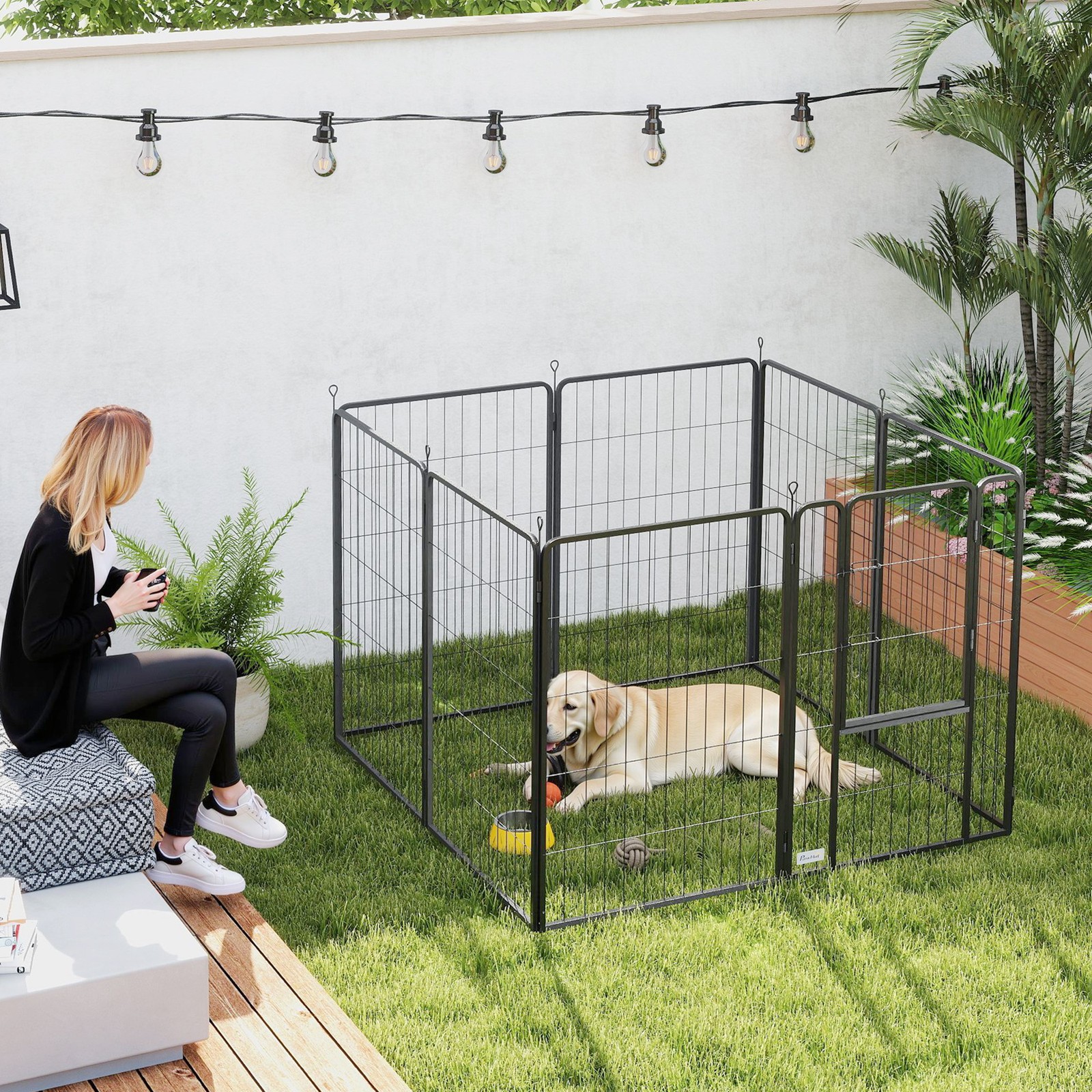 39 Inch Exercise Pen, Heavy Duty Dog Playpen, 8 Panel Metal Pet Fence for Medium