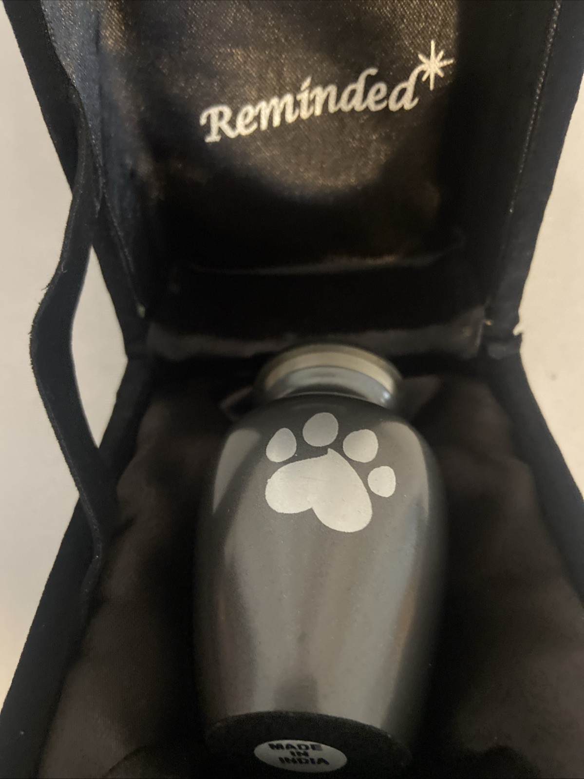 Paw Engraved Pet Stainless Steel Urn for Small Dogs & Cats Ashes + Box 3”tall