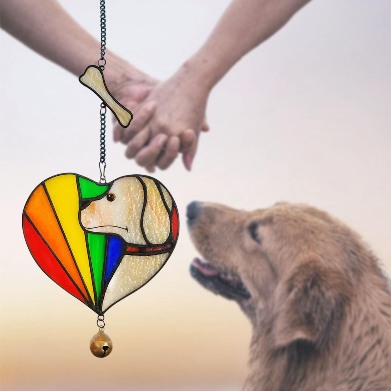 Handmade Stained Glass Rainbow Bridge Dog Memorial Gifts, Loss of Dog Sympath…