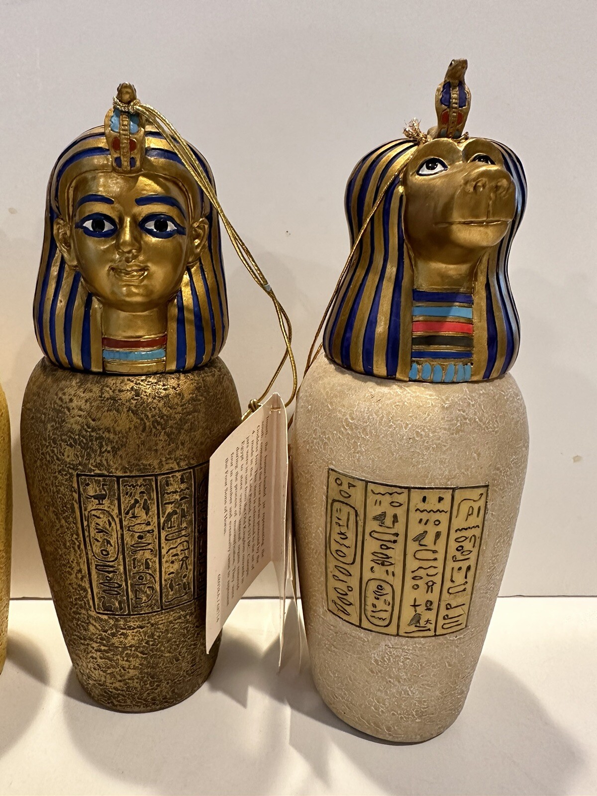 Veronese Egyptian ~ Set of 4 7″ Resin Caponic Jars w/Hang Tags ~ MINT ~ HTF