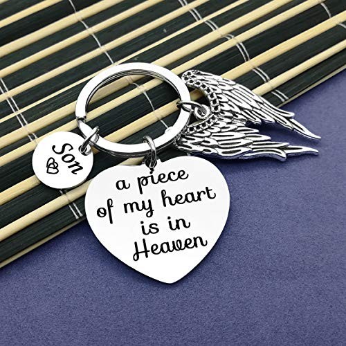 Memorial Keychain A Piece of My Heart Is in Heaven Son Memorial Jewelry Gifts