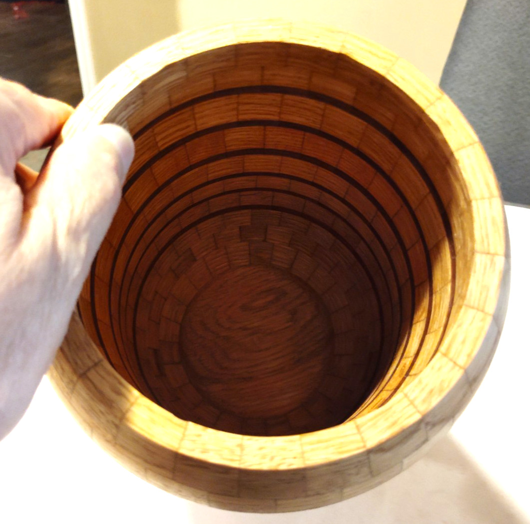 Oak Walnut Wood Cremation Urn Spaceship Segmented Hand Turned Pet