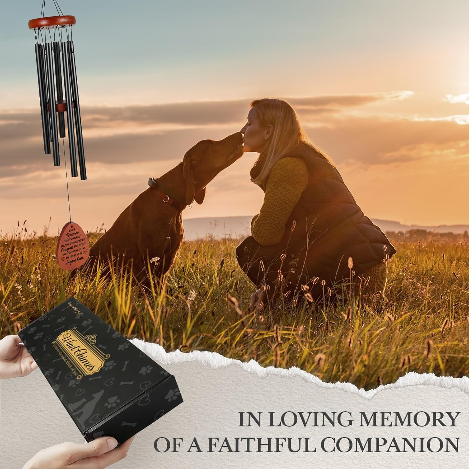 Pet Memorial Gifts for Dogs, Dog Memorial Wind Chimes, Loss of Dog Sympathy Gift