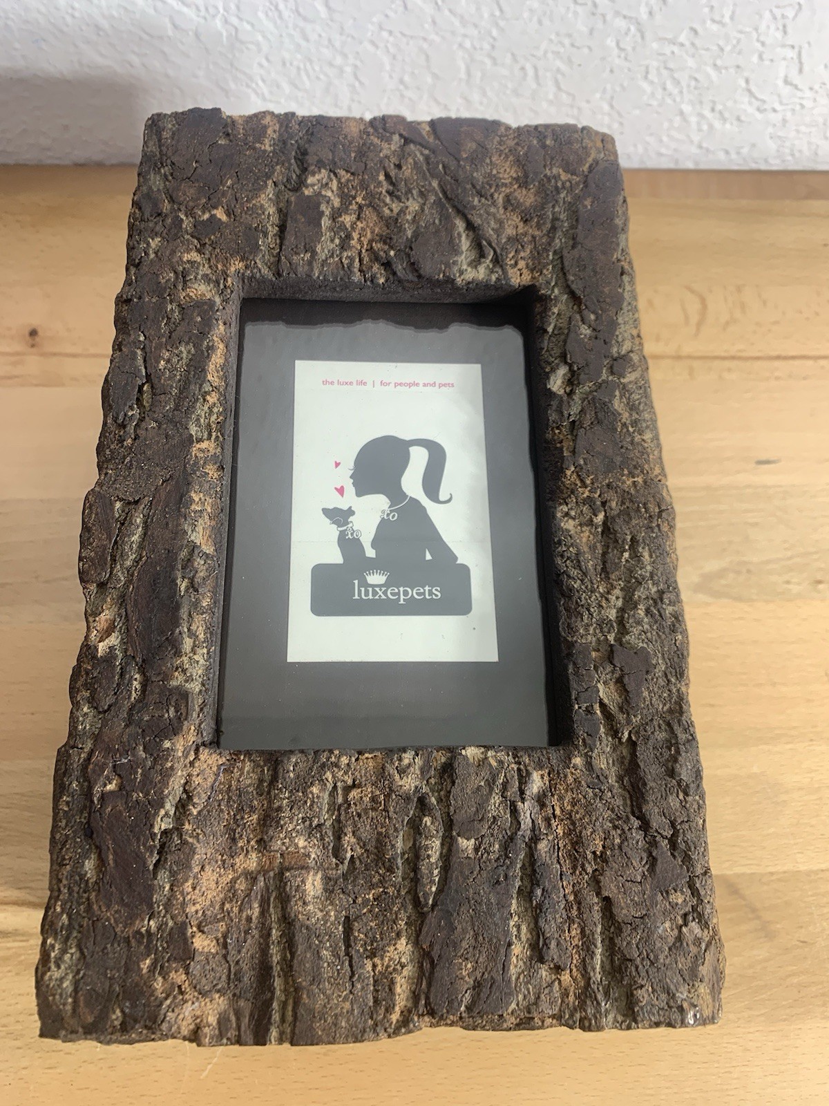 Pet Memorial Urn for Large Dog Rustic Live Edge Wooden with Glass Picture Pane