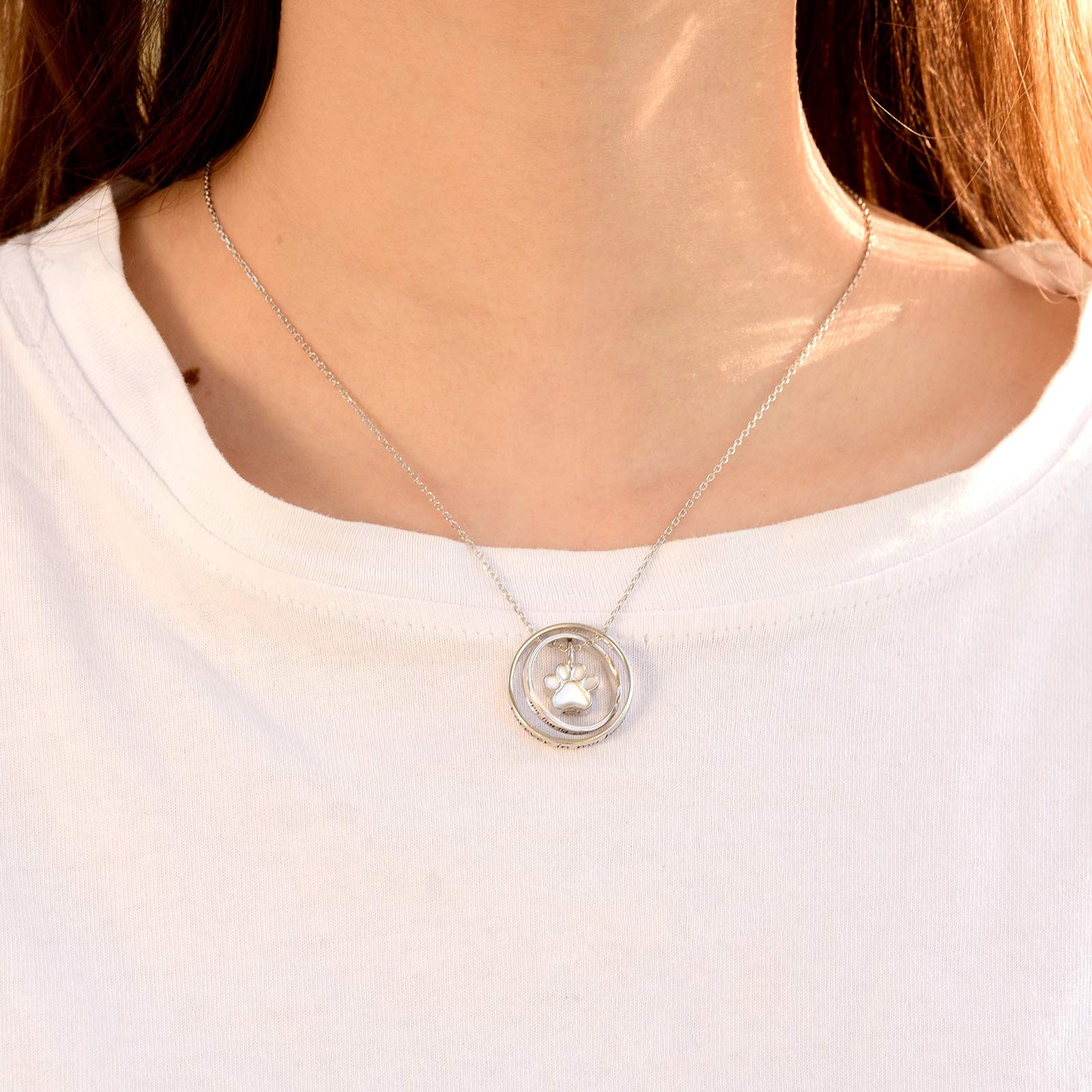 Acjna S925 Sterling Silver Paw Print Urn Necklace No Longer By My Side Forever