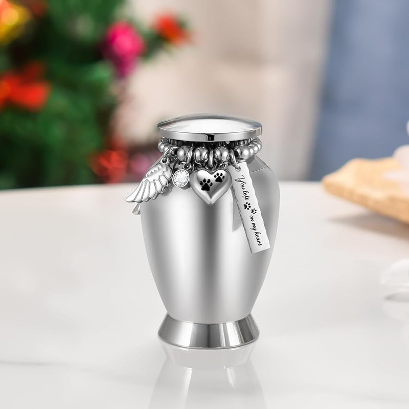 Dog Ashes Urn Stainless Steel Keepsake Handcrafted Pet Memorial Small Urn New