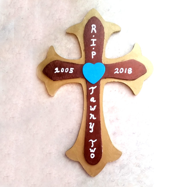 Custom Pet Memorial Grave Marker *LeFleur Wood Cross* Personalized Handmade USA