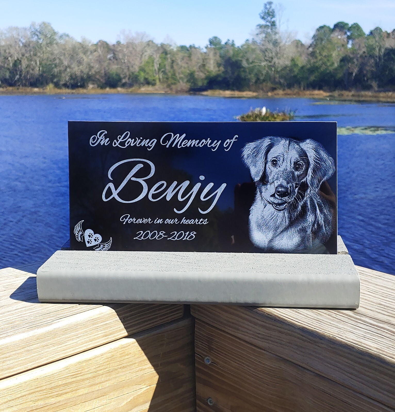 12×6 Pet grave marker, dog tombstone, memorial plaque, rainbow bridge