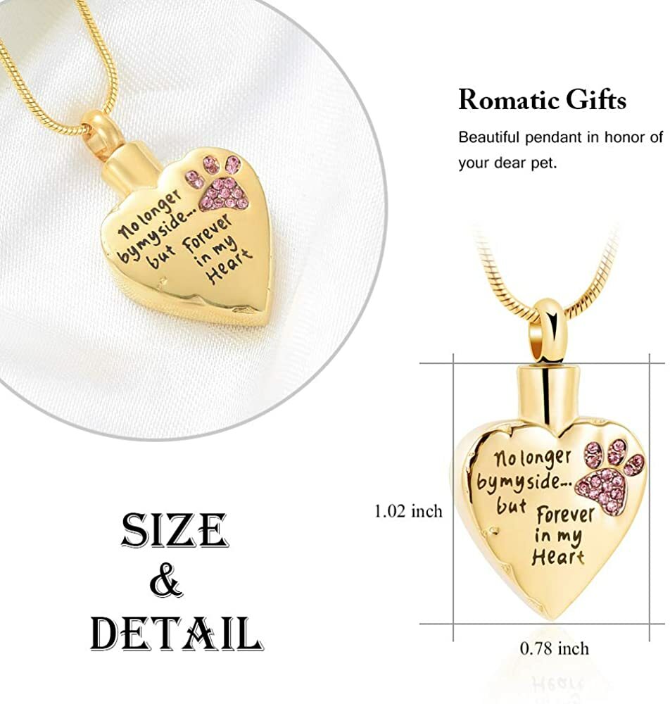 Memorial Cremation Jewelry No Longer by My Side, Forever in My Heart Locket Pets