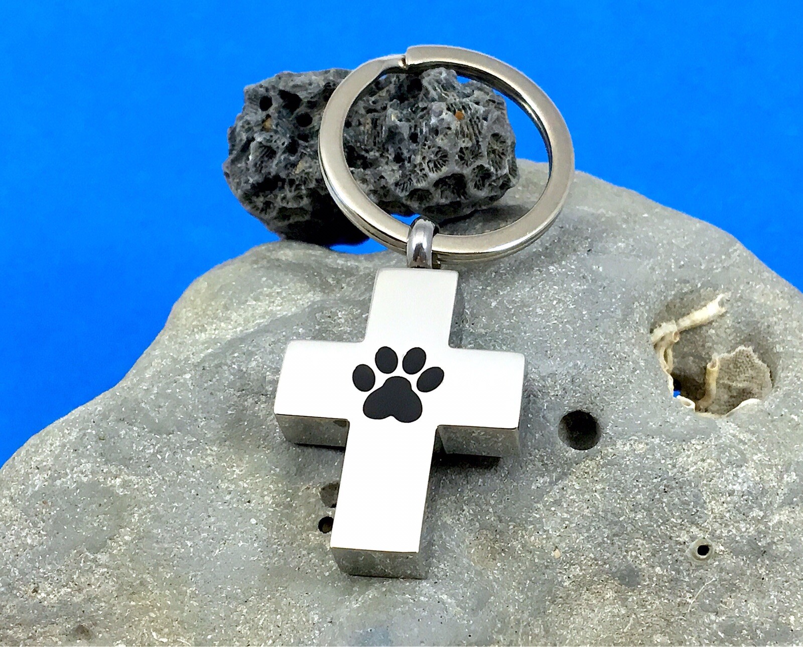 Cross Pet Cremation Necklace Chain Jewelry Pendant Urn Angel Paw Print Dog Cat