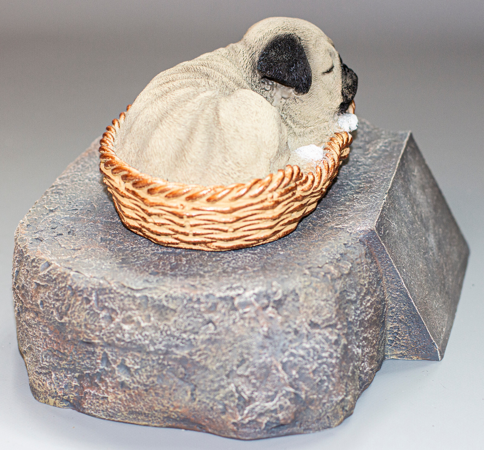 Pug Cremation Urn Sleeping Dog Memorial Headstone Plaque Unique Grave Marker Pet