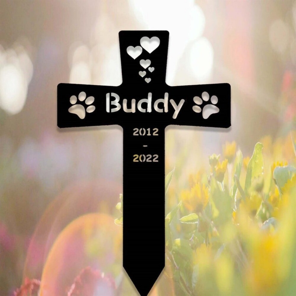 Custom Metal Pet Memorial Stake Dog Paw Prints Grave Marker Dog Cat Loss Gift