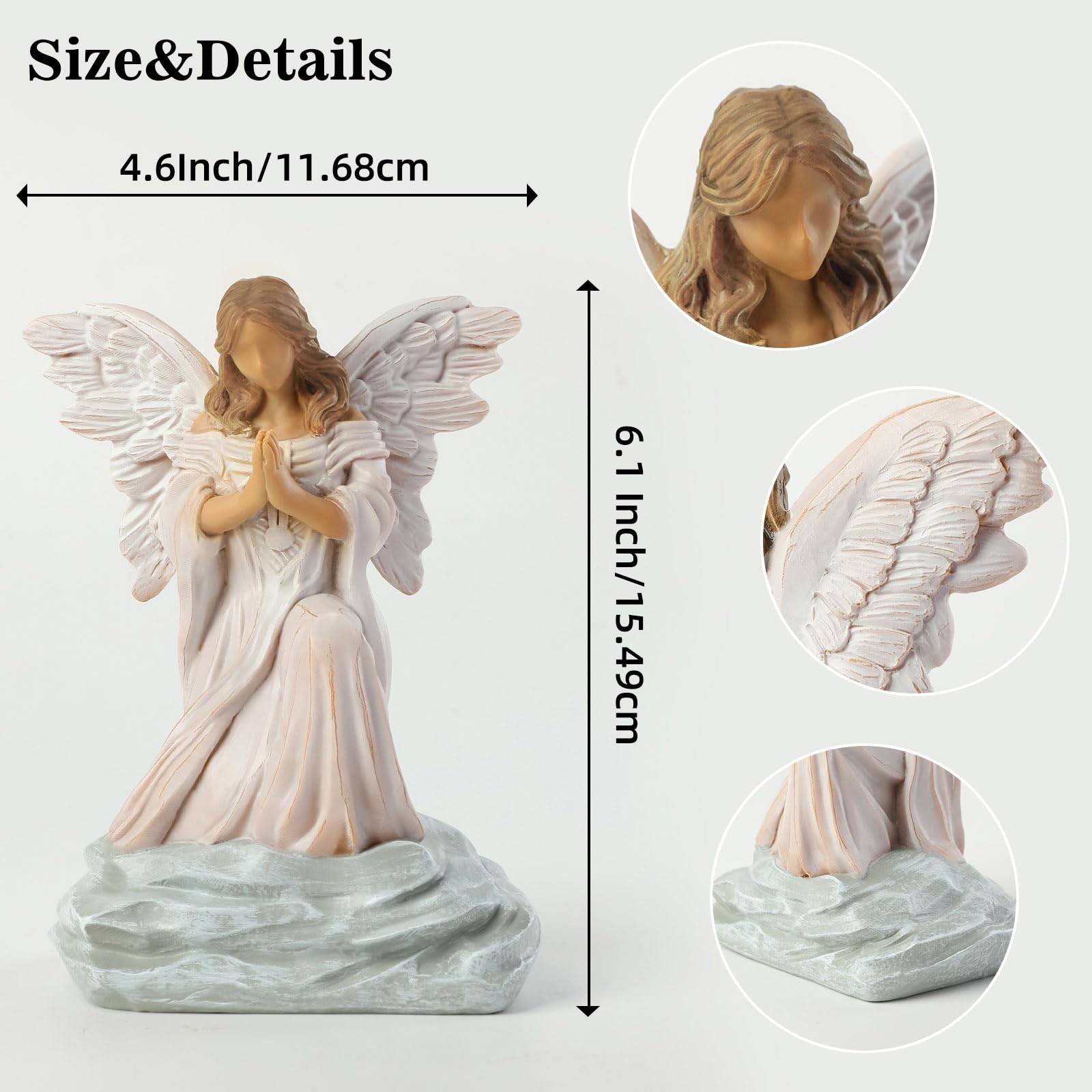 Guardian Angel Statue with Praying Hands – Sympathy, Remembrance, Healing, an…